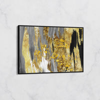 Tableau Abstrait Noir, Gris et Doré – Élégance Moderne et Luxe Intérieur
