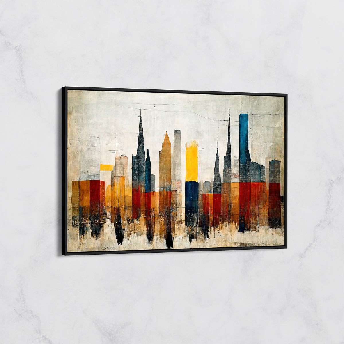 Tableau Skyline Vintage - Architecture Abstraite en Teintes Chaudes