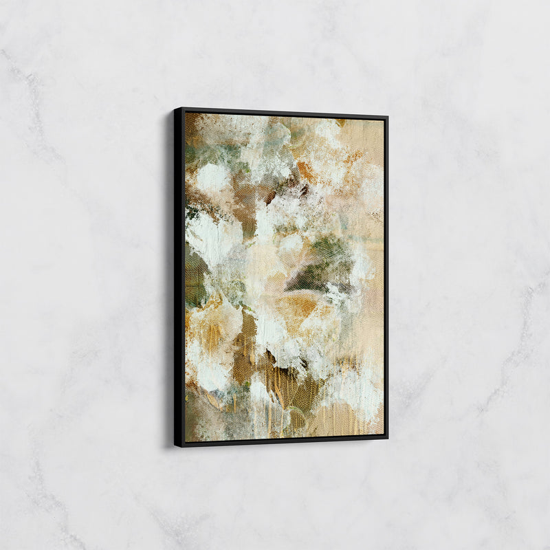 Tableau Abstrait Contemporain – Nuances Terre Douces et Effets Nuageux