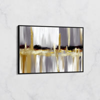 Tableau Abstrait Doré et Gris – Art Contemporain Luxe
